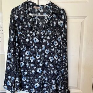 Floral Black and Blue Women's Top